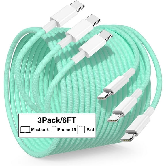 USB C to USB C Charger Cable 6FT, 3A 60W Type C to Type C Fast Charging Cord for Apple iPhone 15/15 Pro Max/15 Plus, USBC to USBC Cable for iPad Pro 12.9/11/Mini/Air/MacBook 14/13 inch/Samsung S23