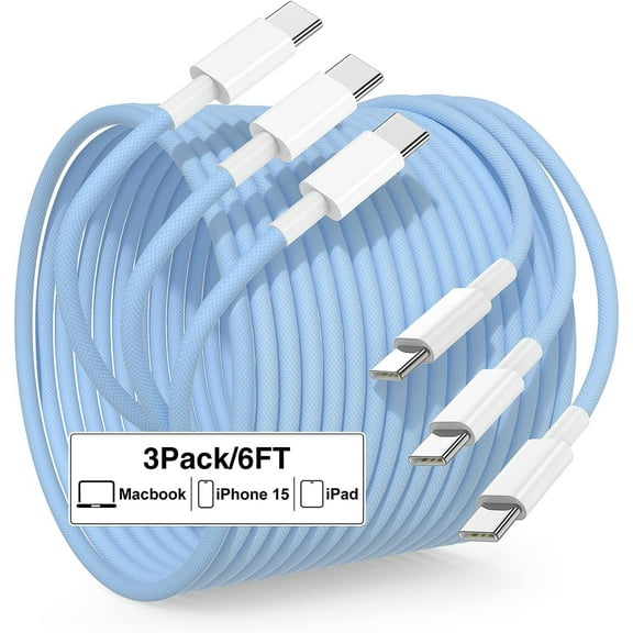 USB C to USB C Charger Cable 6FT, 3A 60W Type C to Type C Fast Charging Cord for Apple iPhone 15/15 Pro Max/15 Plus, USBC to USBC Cable for iPad Pro 12.9/11/Mini/Air/MacBook 14/13 inch/Samsung S23