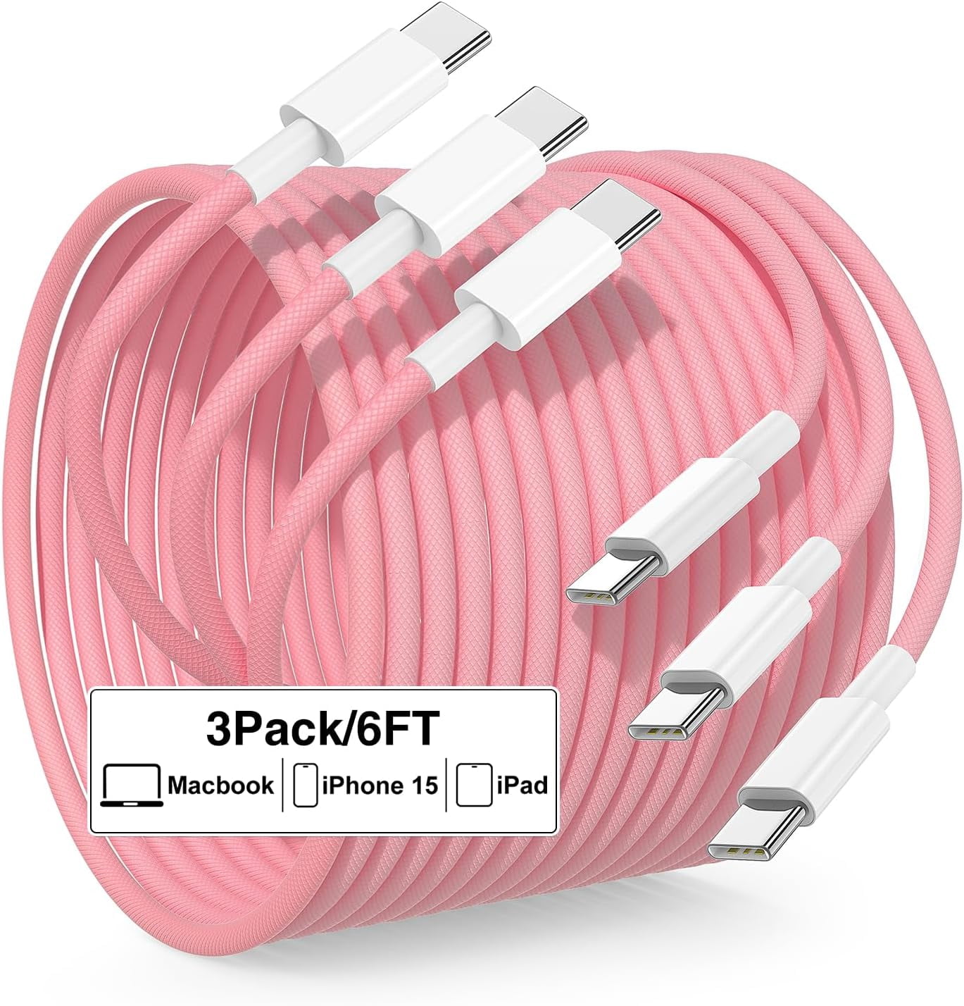 Plus Usbc USB C to USB C Charger Cable 6FT, 3A 60W Type C to Type C Fast Charging ...