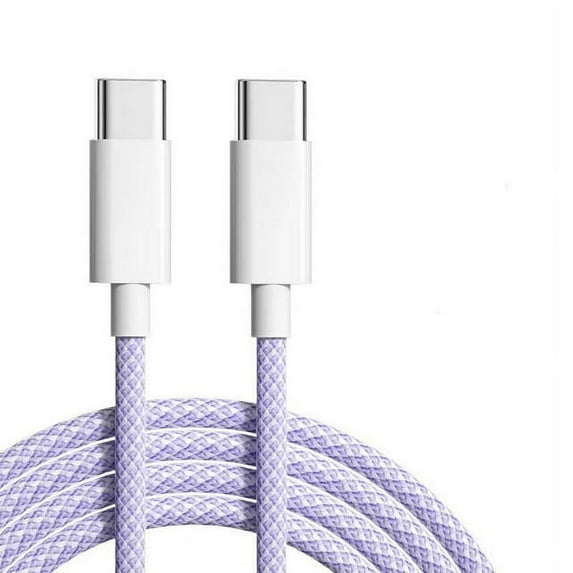 USB C To USB C Charging Braided Cable 60W, Type C To Type C Fast Charger Cord Compatible For IPhone 15/15 Pro/15 Pro Max/15 Plus,IPad Pro, Air5, Samsung Galaxy S23 S22 Note 20/10 Purple