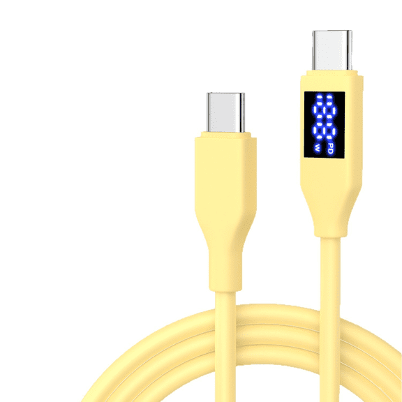 USB-C to USB-C Fast Charging Cable with LED Power Display, 60W PD Soft Liquid Silicone Type-C Data Cord, 5ft (1.5m) High-Speed 480Mbps Sync for iPhone 15/16, Samsung Galaxy, MacBook & Android Devices