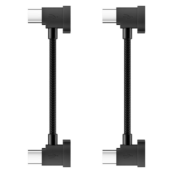 USB C to USB C OTG Cable 0.6 FT-2 Pack, 90 Degree Remote Controller Data Cable, Angled Nylon Braided Cord for DJI Mavic, Mini, Air 2S, Mavic Air, DJI RC Accessories to Phone15/16/Tablet