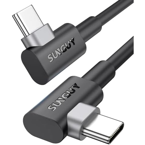 USB C to USB C Right Angle Cable 6FT, 2Pcs 60W Fast Charging 90 Degree USBC to USBC Cable Compatible with iPhone 17 16 15 Pro Max, MacBook Pro, iPad Pro, S25/S24