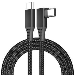 USB C to USB C VR Cord, 20Ft Nylon Woven, 90 Degree L-Shape Connector, 5Gbps Data Transfer, 60W Fast Charge, Fits Quest 3S/3/2/Pro, PC, SteamVR, Ideal for Virtual Reality Gaming