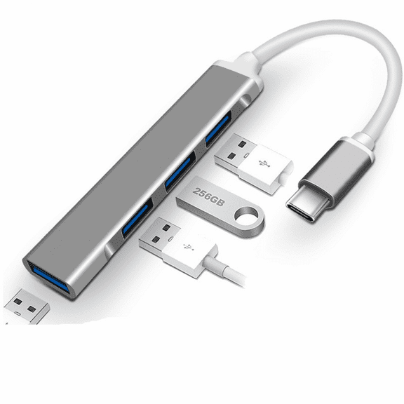 USB C to USB Hub 4 Ports, USB C to USB Adapter, 3 USB 2.0 ports, 1 USB 3.0 port, Compatible with MacBook Pro 2020/2019, iPad Pro 2021, iMac 2021, Samsung, Chromebook