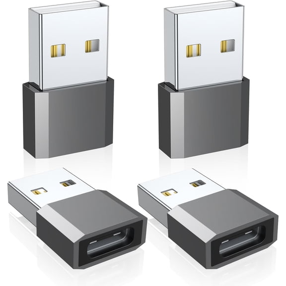 USB C to USB Male Adapter 4 Pack, Type C Charging Cord Connect USB A Charger for iPhone 17 16 15 14 13 12 11 Pro Max, iPad Air 4 Mini 6, Samsung Galaxy S25 S24 S23 S22 S21 S20 Ultra, Pixel 9