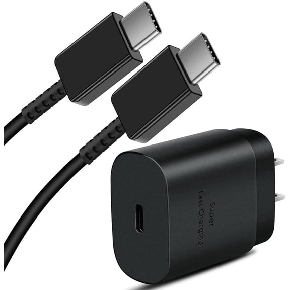 USB C Wall Charger, 25W PD Type C Power Adapter Super Fast Charging Block with 6FT USB C to C Phone Charger Cable Compatible with Kyocera DuraForce Pro 2 - Black