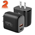 thumbnail image 1 of USB C Wall Charger Adapter 20W Fast Charging Block Type C QC3.0 Dual Port Quick Charge Compatible with Apple iPhone 15 14 13 12 11 iPad iWatch Samsung Galaxy Tablet and More (2Pack), 1 of 8