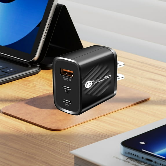 USB C Wall Charger Block, 12W USB C Fast Charging Block, 2-Port PD Power Adapter and Type C Charging Block Cube Compatible with Phones Tablets, Portable Wall Charger for Travel Office Home