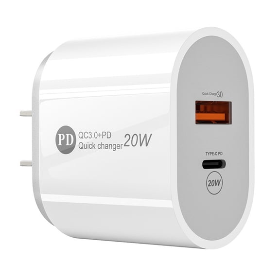 USB C Wall Charger Block 20W, Dual Port PD Power Delivery Fast Type C Charging Block Plug Adapter for iPhone 11/12/13/14/Pro Max, XS/XR/X, iPad Pro, AirPods Pro, Samsung Galaxy and More(White)