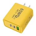 thumbnail image 1 of USB C Wall Charger Block, 65W 3-Port USB C Super Fast Charger Dual Port PD Power Adapter+QC Wall Plug Multiport Type C Brick Cube Compatible with Phone 15 14 13 12 11 Pro XR XS 8 7, 1 of 6