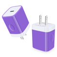 thumbnail image 1 of USB C Wall Charger Block,FiveBox 2Pack 20W PD Type C Charger Fast Charging Block USB C Power Adapter USB C Brick for Phone Samsung(Purple), 1 of 7