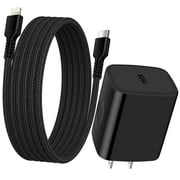 USB C Wall Charger Block,Lightning Cable 6ft FiveBox 1Pack 20W PD Type C Charger Block,iPhone Charger,Fast Android Charging Block USB C Power Adapter with USB C to Lightning Cable 6ft,Black