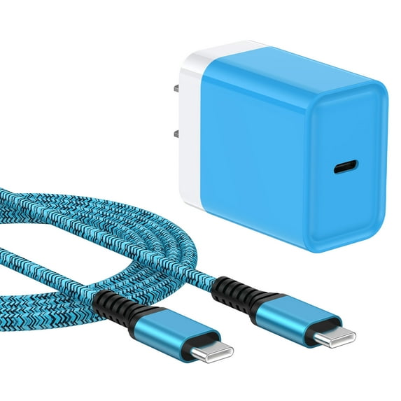 USB C Wall Charger, Hootek 20W Type C Charger Block with 6FT Charging Cable USB C to C Cable Cord Phone Charger Adapter USB C Brick Type C Fast Charging Block for iPhone Samsung, Blue
