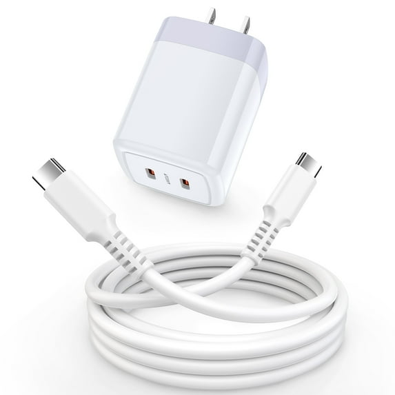 USB C Wall Charger, Hootek 40W Type C Charger Block with 6FT Charging Cable, Dual Port USB C to C Cable Cord Charger Adapter USB C Brick Type C Fast Charging Block, White