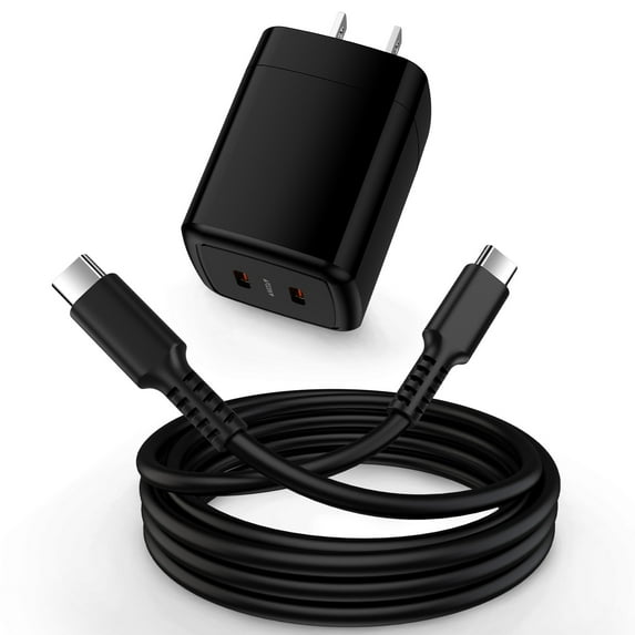 USB C Wall Charger, Hootek 40W Type C Charger Block with 6FT Charging Cable, Dual Port USB C to C Cable Cord Charger Adapter USB C Brick Type C Fast Charging Block, Black