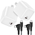 thumbnail image 1 of USB C Wall Charger for iPhone Charger, 2 Pack 20W Fast Charger Type C Charger with 6FT USB C to C Charging Cable, Type C Charger Plug USB C Block Charger Cube fits iPhone 17/16/15, Samsung, Black, 1 of 7