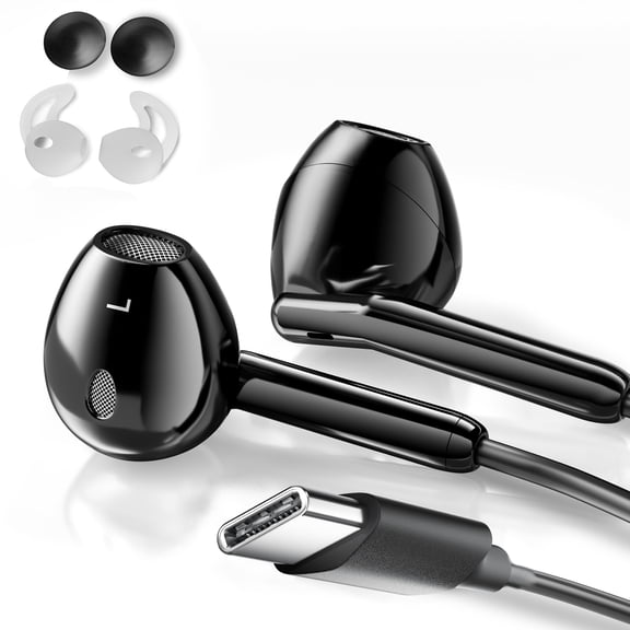 USB C Wired Earbuds Heavy bass,Type C Headphones wire with mic,Sports ear hook wired earphones,Universal USB C audio device.