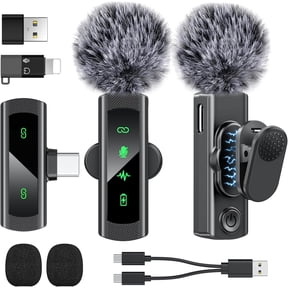 USB C Wireless Lavalier Microphone for iPhone 15 16, Mini LED Display Microphone for Android with Noise Reduction, Lapel Magnetic Clip-on Mic for Recording Content Creator Vlog Tiktok YouTube