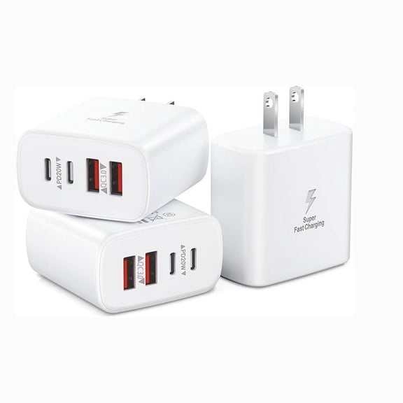 USB C charger block, PD QC 3.0 40W 4-port USB C wall charger fast charging wall plug multiport type C brick charger for iPhone 16 15 14 13 12 11 pro Max Xs XR X, samsung. PPS certification