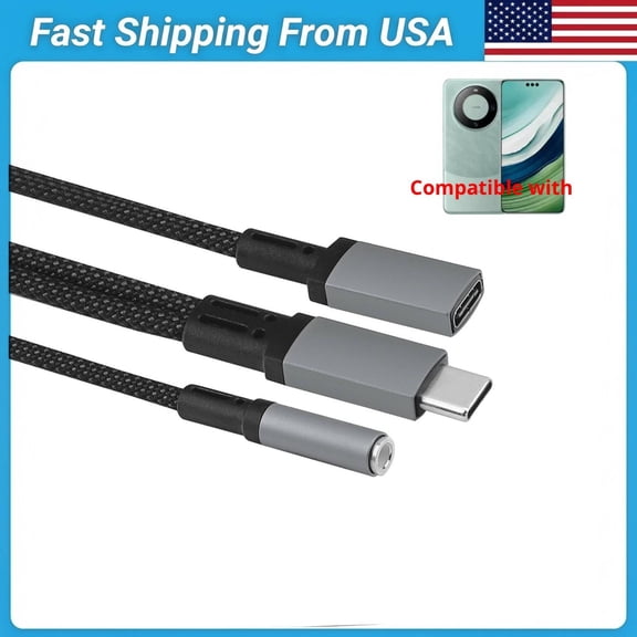 USB-C to 3.5Mm Headphone Charger with PD Compatible with Huawei Mate 60 50 40 30 20 10 Pro