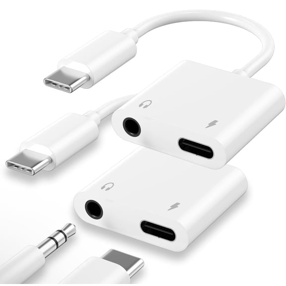 Generic USB-C to 3.5mm Audio and PD Charging Adapter Compatible with iPhone 15 16 Pro Max 2 Pack