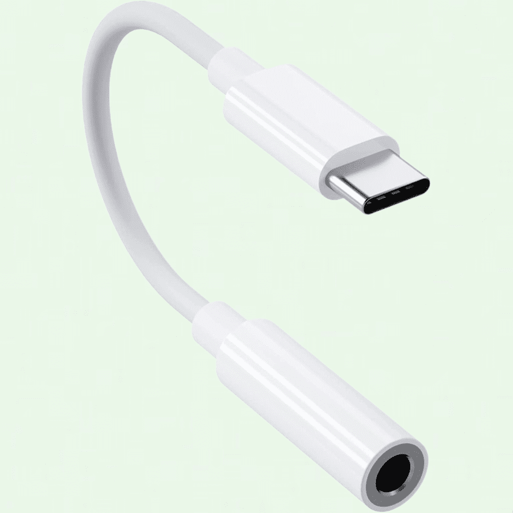 USB C to 3.5mm Headphone Jack Adapter, White, for Android, iPad, Laptop