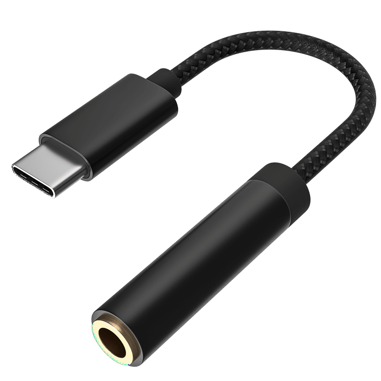 USB C to 3.5mm Headphone Jack Adapter with DAC Chipset, Nylon Braided Type  C/USB C to 3.5mm Audio Adapter for Motorola Moto Z Series (Black)