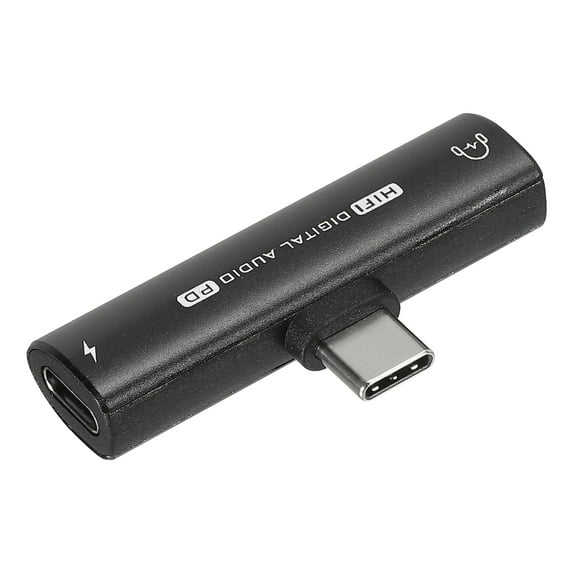 USB C to 3.5mm Headphone and 30W PD Fast Charging Adapter 2 in 1 Type C to Audio HiFi 32bit 384Khz Black