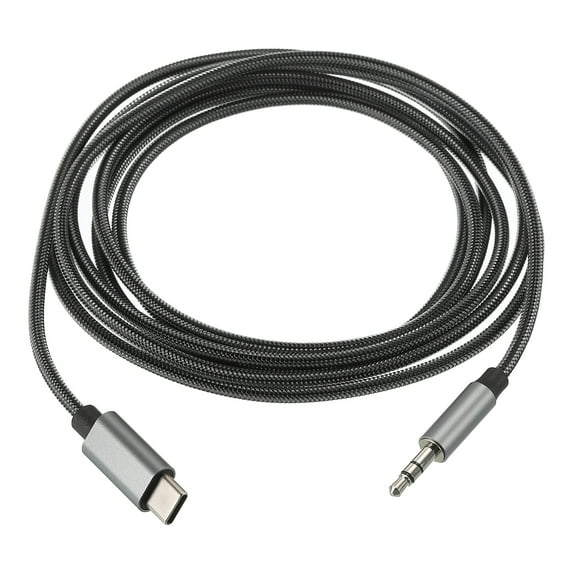 USB C to 3.5mm Male Audio Aux Jack Cable Type C Adapter to 3.5mm TRS Headphone Car Stereo HiFi Cord 6.6ft, Grey