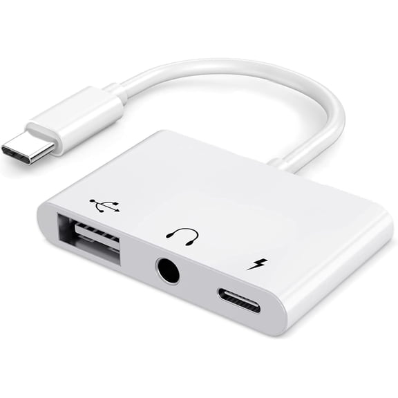 USB C to Adapter, 3 in 1 AUX Adapter with 3.5mm Headphone Jack + OTG 60W PD Fast Charging Port,Compatible iPhone 15/16, iPad Pro, MacBook and More