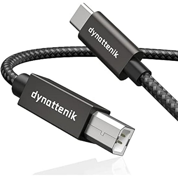USB C to B MIDI Interface Converter Cable for USB MIDI Controller Keyboard, Sequencer - Nylon Braided, 2m