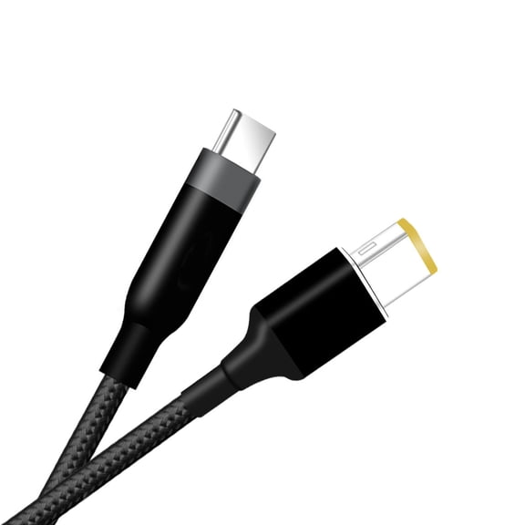 USB C to Big Square Plug Laptop Power Adapter Cable for Notebook, 20V Power Supply Cord Black Braided Wire