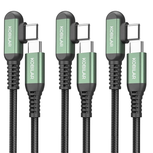 KOBILAR USB C to USB C Cable, Type C Charger Cord Right Angle, Fast Charger USB-C 90 Degree for iPhone 16 Samsung S25
