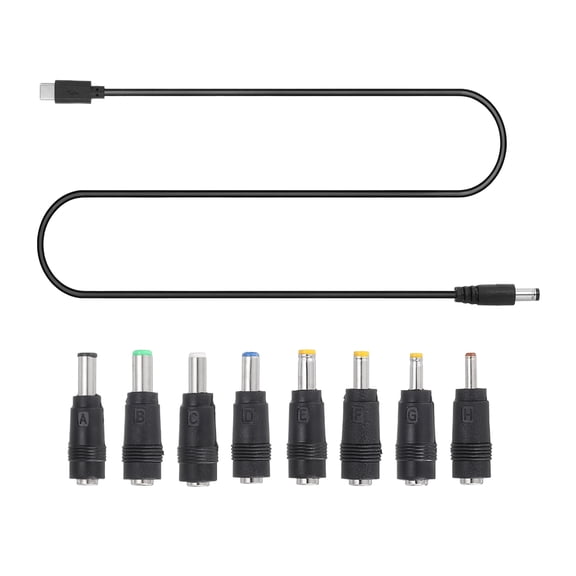 USB C to DC PD Adapter with 8 Connector Tips, 1m/3.3ft 12V PD Trigger Cable Type-C to DC Power Cable Charger Converter for Router, Laptop, Speaker