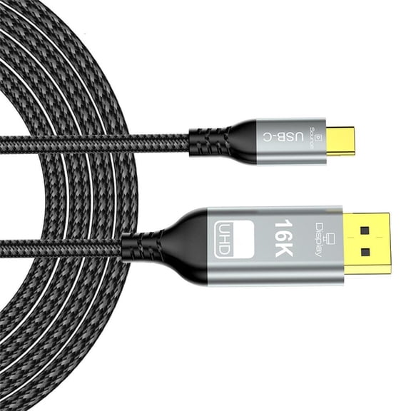 USB C to DisplayPort 2.1 Cable Adapters Supporting 16K 8K 4K UHD Resolution Highly Refreshing Rate 240Hz 60Hz for Laptop Computer Monitor Screens