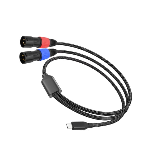USB C to Double 3Pin Male Sound Cable for Amplifiers Active Speakers Mixing