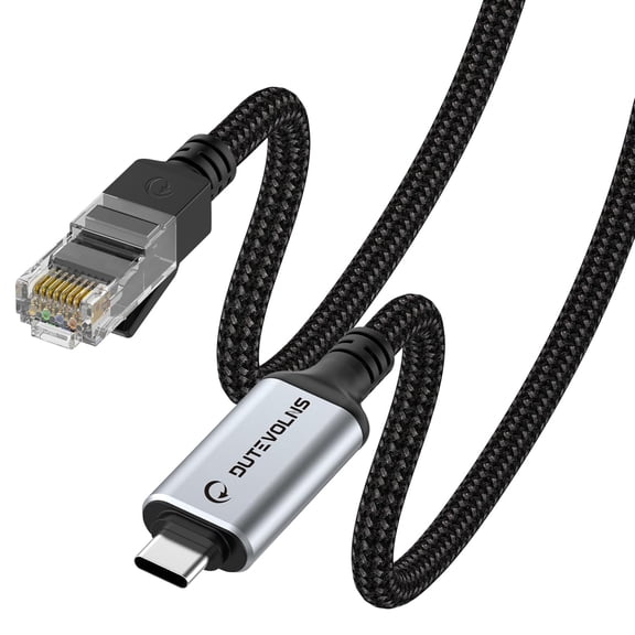 USB C to Ethernet Cable 10FT, Type C to RJ45 Nylon Cord, Gigabit Directly Connected, Compatible for MacBook Pro, iPad Pro, Smartphone, Laptop, PC