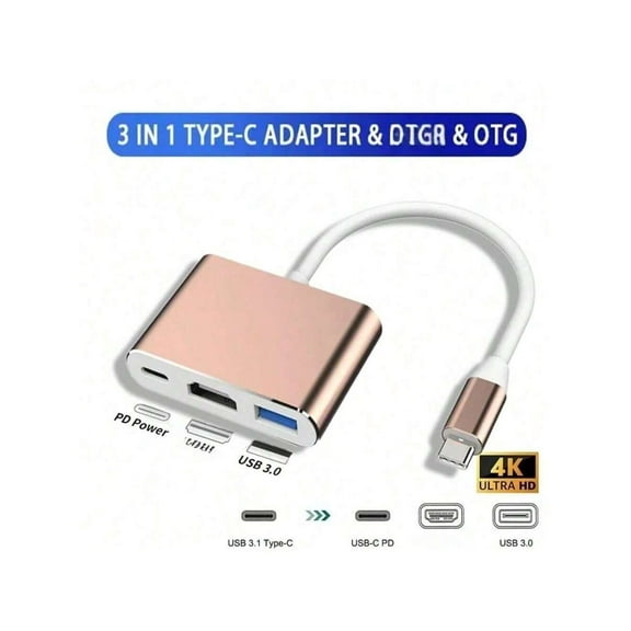 USB-C to HDMI 4K Adapter for MacBook iPad Pro, Multi-Port Hub with USB 3.0, PD Charging, Audio Video Converter, Compact Design
