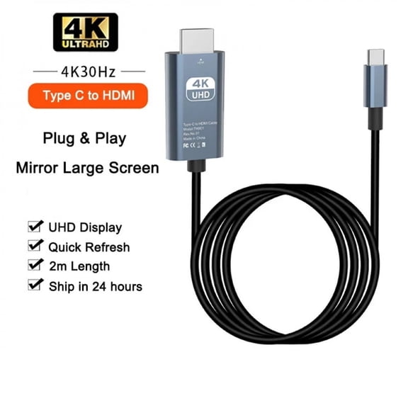 USB-C to HDMI Adapter - 4K@30Hz Type C Cable for iPhone 15/MacBook