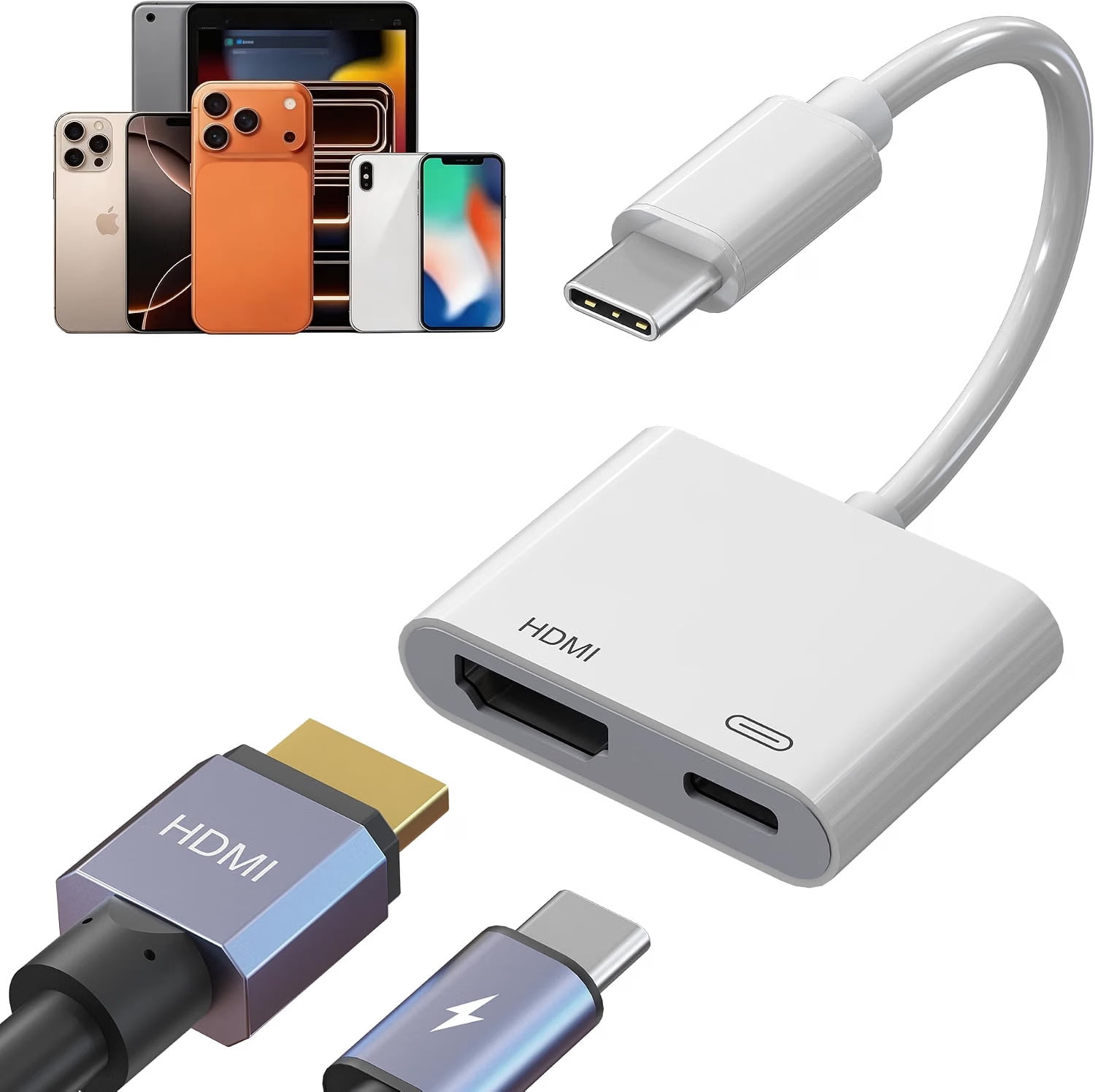 Simple Usb Adapter USB-C to HDMI Adapter, 4K@60Hz, PD 100W, Type-C Adapter for iPhone 17 ...