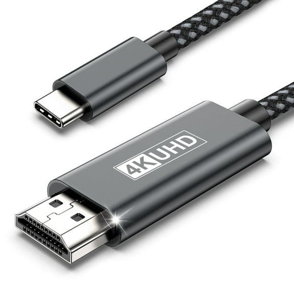 USB-C to HDMI Cable 6.6ft - 4K@30Hz Braided for iPhone 16/MacBook/Galaxy