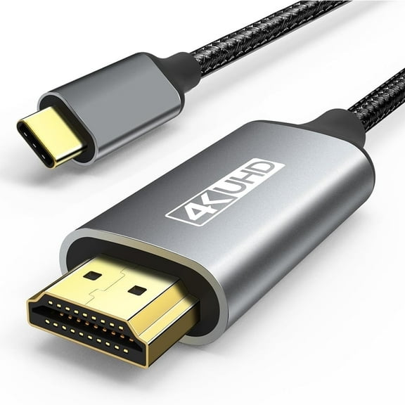 USB-C to HDMI Cable 6ft - 4K@60Hz Braided for iPhone 15/MacBook/Galaxy