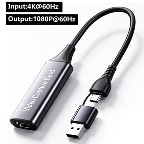 Atzeste 1080P 60fps HDMI Video Capture Card, 4K@60Hz HDMI Input, USB & USB-C Output Capture Device for Live Streaming, Recording, Gaming, OBS