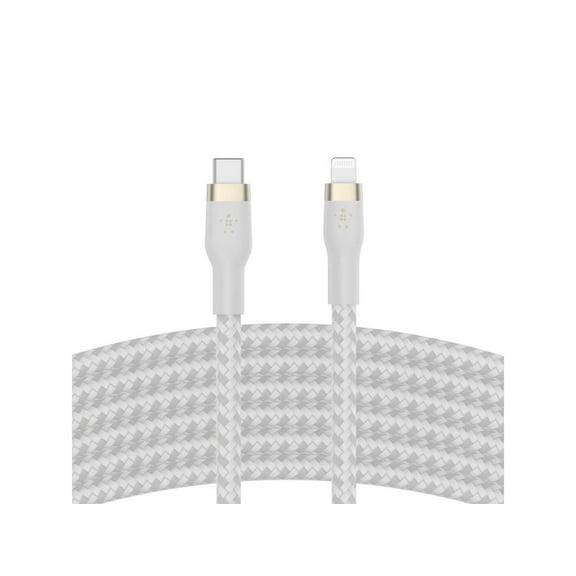 Belkin BoostCharge Pro Flex Braided USB Type C to Lightning Cable (2M/6.6ft), MFi Certified 20W Fast Charging PD Power Delivery for iPhone 14, iPhone 13, 12, 11, Pro, Max, Mini, SE, iPad - White