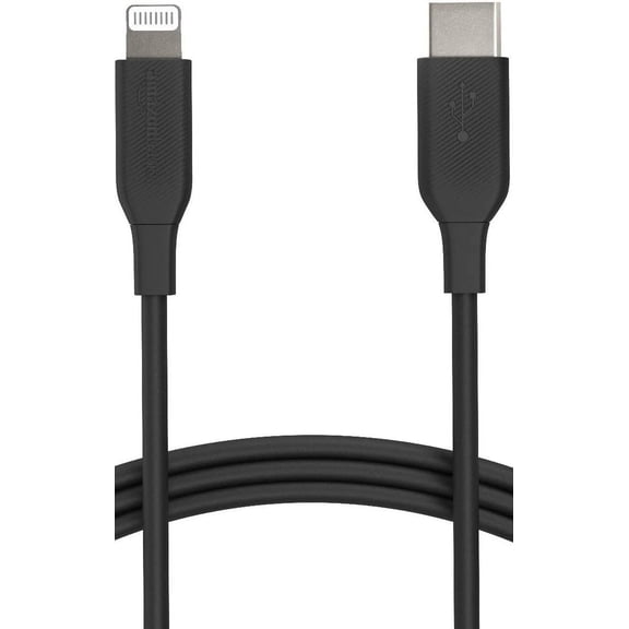 USB-C to Lightning Cable, MFi Certified, Power Delivery, Data Transfer, 3 Feet, Black