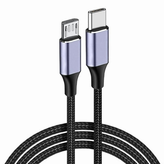 USB C to Micro USB Cable Type C Nylon Braided Wire 2.4A Fast Charging & 480Mbps Data Sync Cord for Tablets Phones