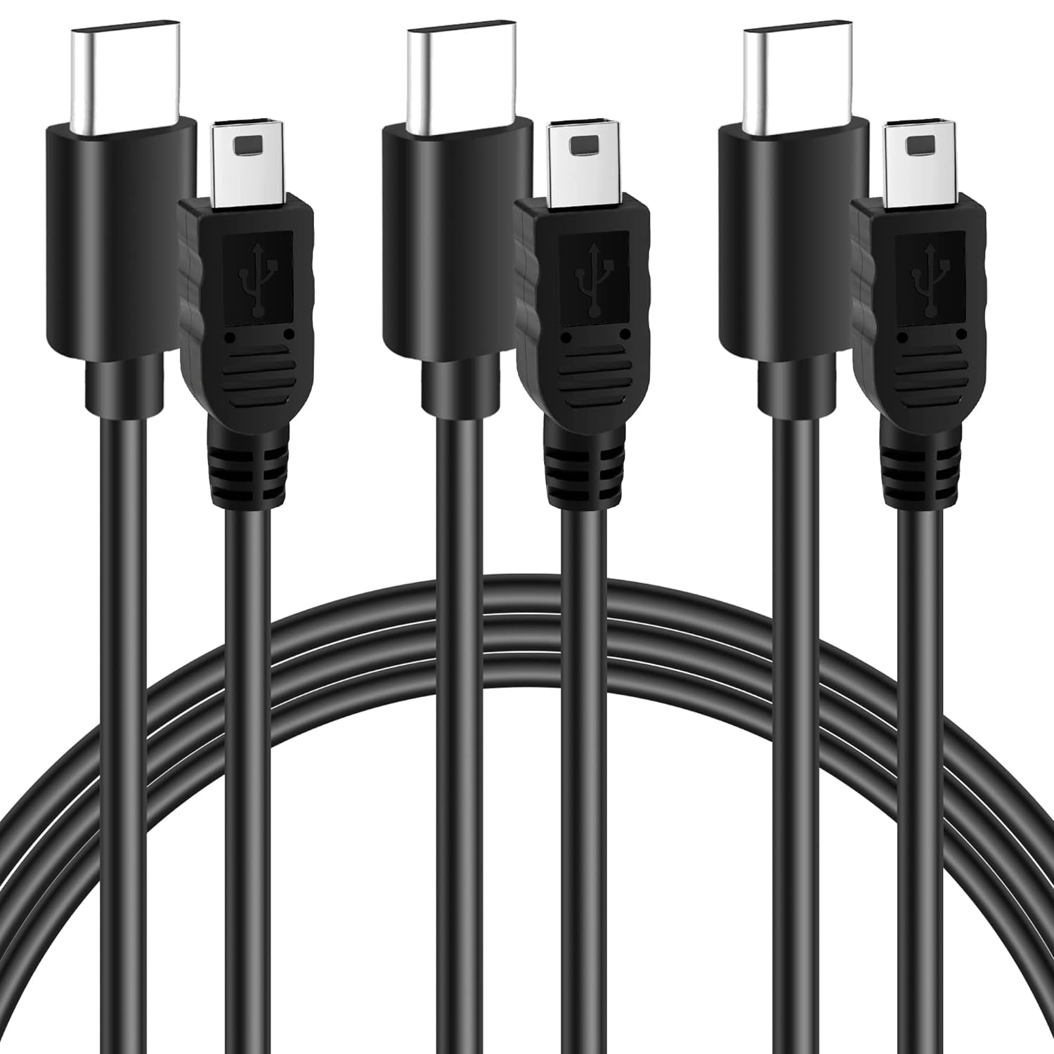 USB C to Mini USB Cable 6 Feet (3 Pack), Mini USB to Type C Cable, USB C to Mini 5Pin Charging