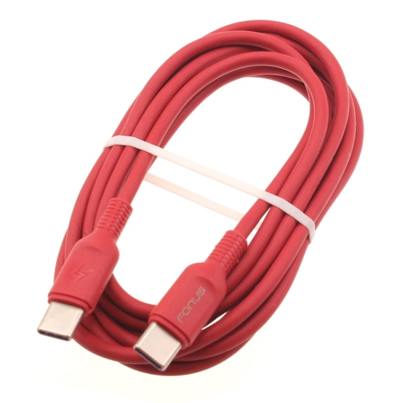 USB-C to Type-C Red 6ft Long Cable for Nokia G400 5G Phone - PD Fast Charger Cord Power Wire Sync TPE V5D Compatible With Nokia G400 5G Model