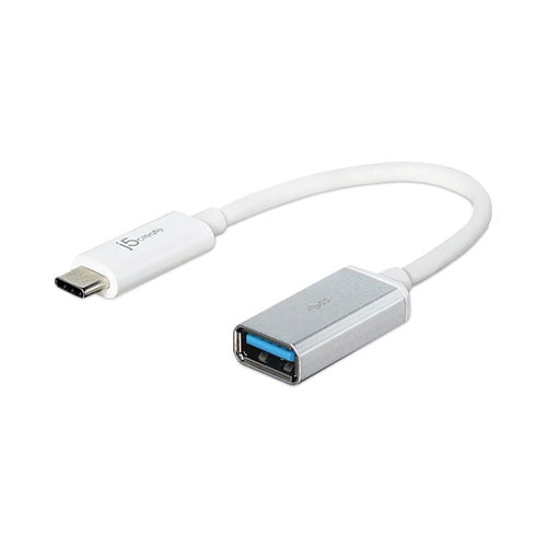 USB-C to USB Adapter, 4", Silver/White | Bundle of 2